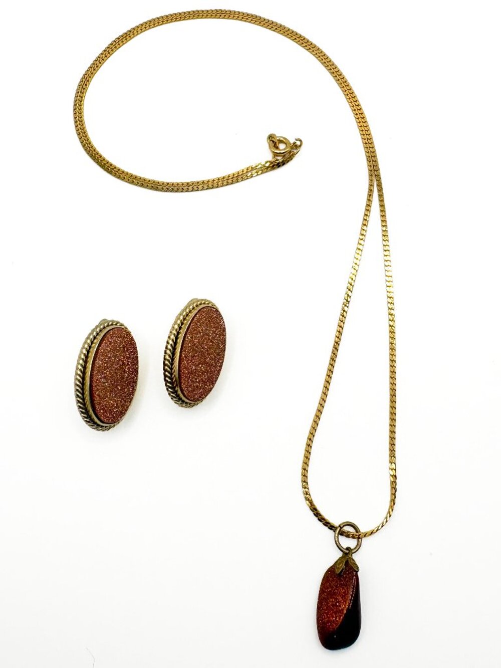 Vintage Goldstone Necklace and Earrings Set